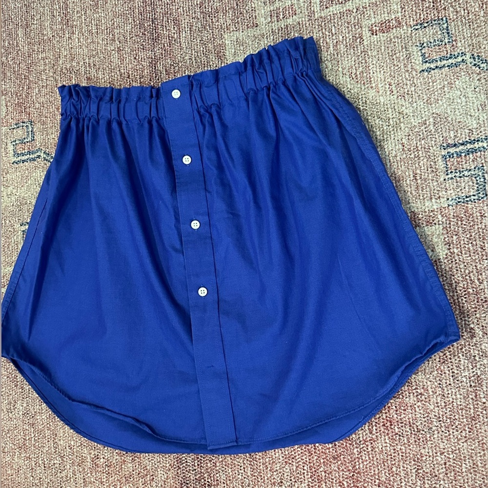 Create good upcycled large shirt skirt periwinkle  mini NWT handmade repurposed